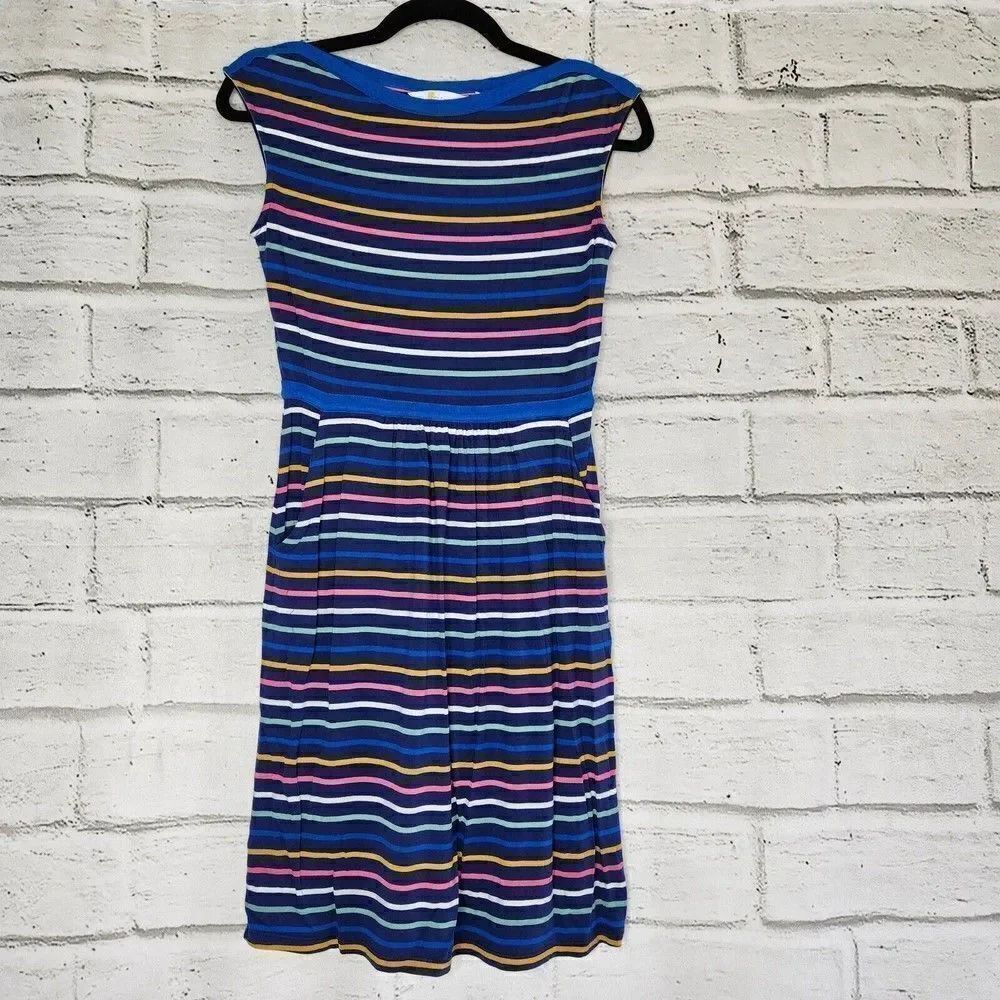 Boden Size US 4P Ladies Eleanor Jersey Dress Multicolor Stripe Sleeveless UK 8P